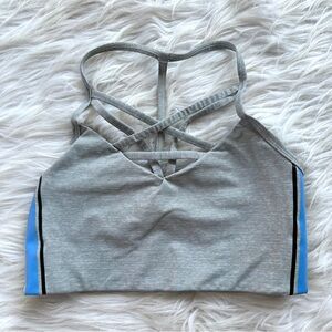 NWOT pink Victoria’s Secret gray stripe t back strappy sports bra